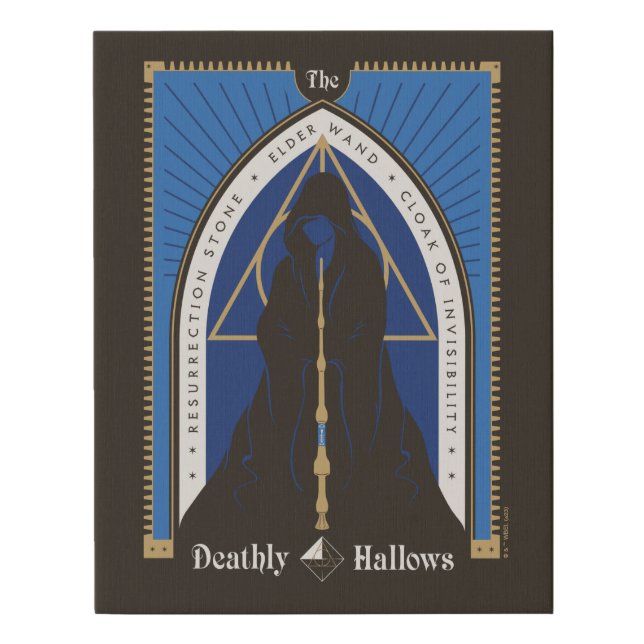 The Deathly Hallows Cloak, Wand, & Stone Faux Canvas Print (Front)