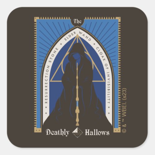 The Deathly Hallows Cloak Wand  Stone Square Sticker