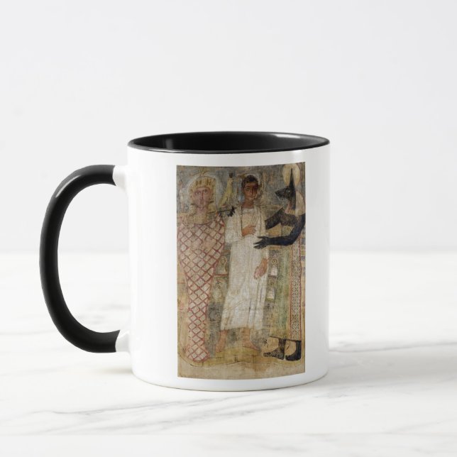 The deceased and his mummy protected by Anubis Mug (Left)