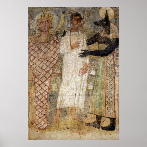 The deceased and his mummy protected by Anubis Poster