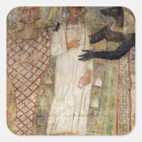 The deceased and his mummy protected by Anubis Square Sticker