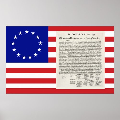 The Declaration Of Independence  13_Star US Flag Poster