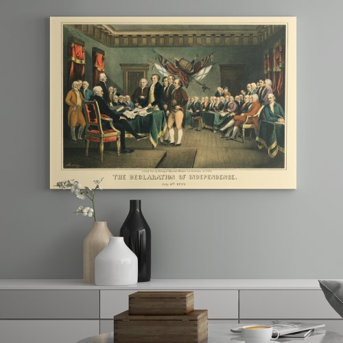 The Declaration of Independence 1850 Restored Canvas Print