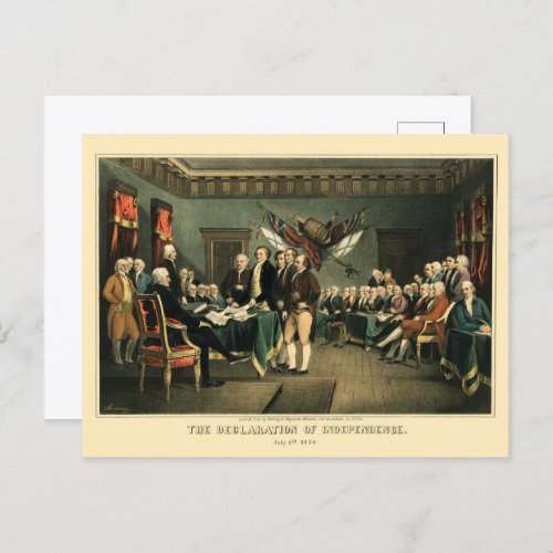 The Declaration of Independence 1850 Restored Postcard