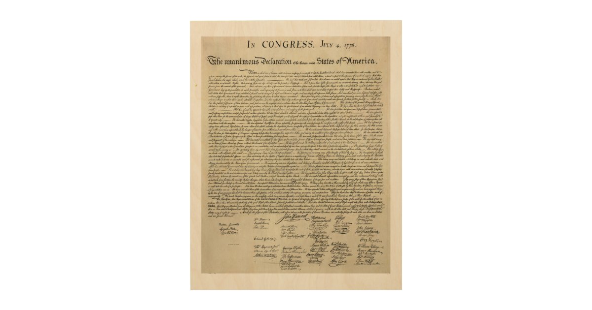 The Declaration Of Independence Document Wood Wall Decor | Zazzle