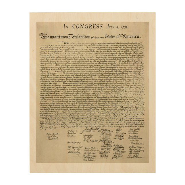 The Declaration Of Independence Document Wood Wall Decor (Front)