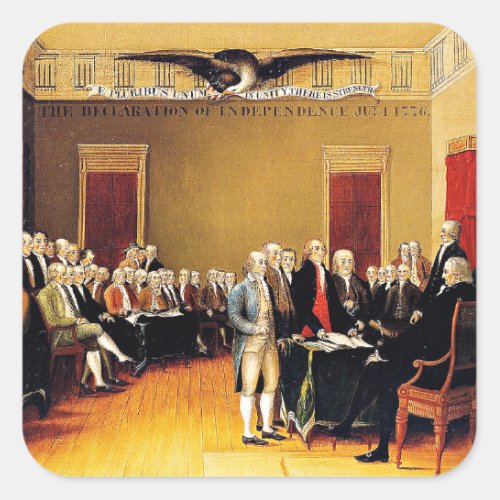 The Declaration of Independence July 4 Square Sticker