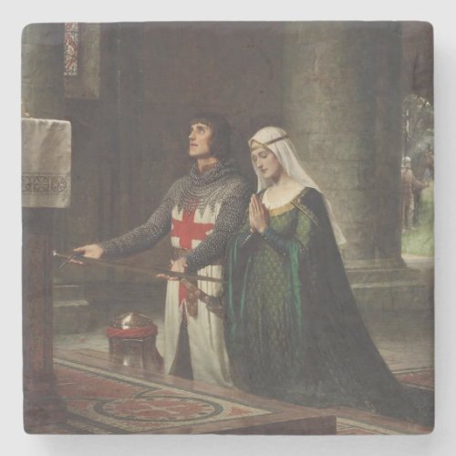 The Dedication Knight and Lady in Medieval Era Stone Coaster