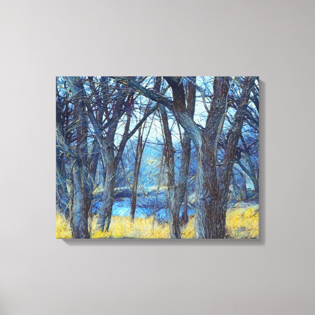 The Deep Blue Forest Trees Canvas Art Print (Front)