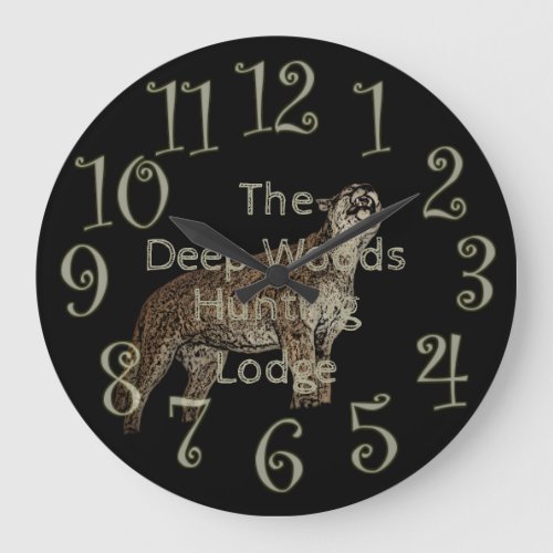 The Deep Woods Hunting Lodge Cougar Large Clock