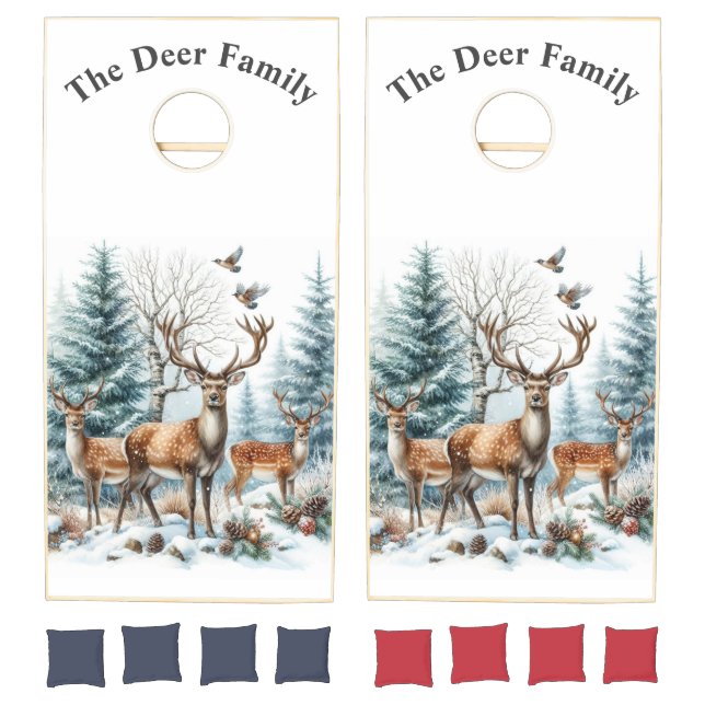 The Deer Family in The Winter Cornhole Set (Set)