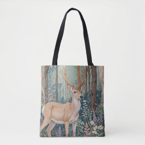 The Deer of Wildflower Woodlands Tote Bag