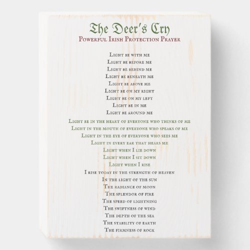 The Deers Cry Protection Prayer Wood Box Sign