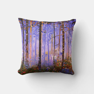 The Deer’s Secret Path - Wide Woodland Landscape Throw Pillow