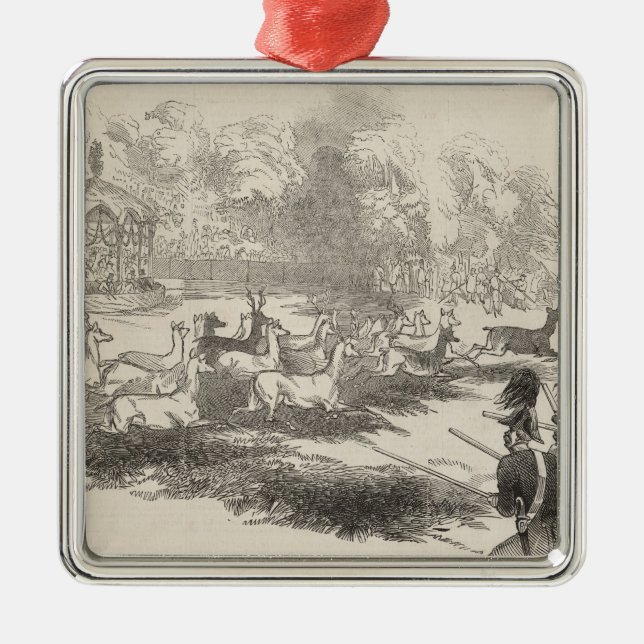The Deer Shooting at Gotha Metal Ornament (Front)