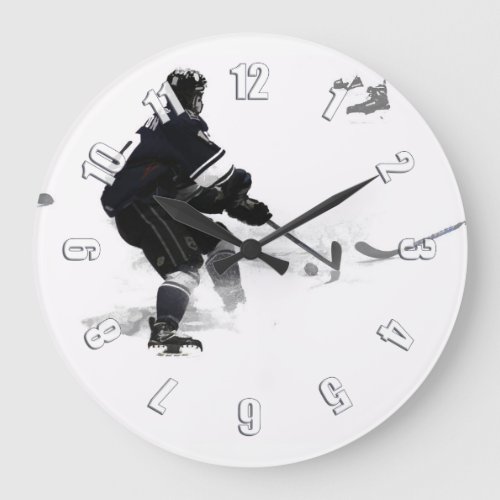 The Deke _ Hockey Player Large Clock