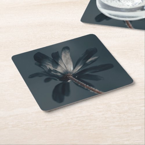 The Deliciously Dark Flower Square Paper Coaster