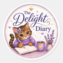 The Delight Diary Cute Cat Purple Gold