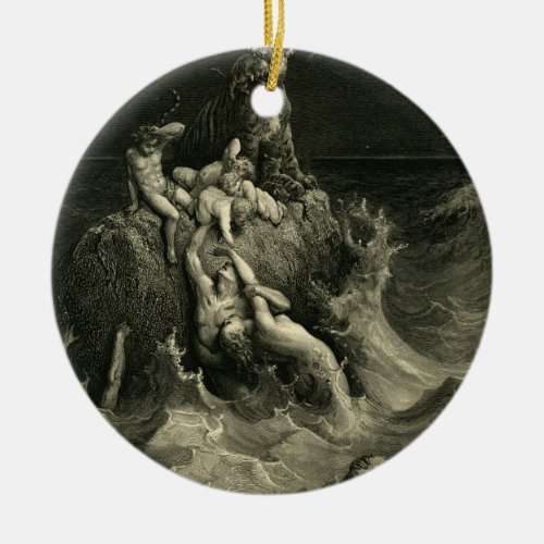 The Deluge by Gustave Dore based on Noahs Ark Ceramic Ornament