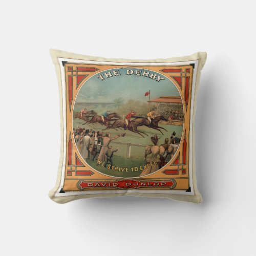 The Derby Vintage Horse Racing David Dunlop Throw Pillow