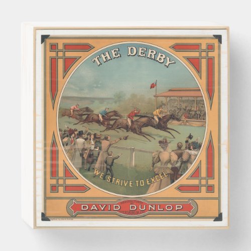 The Derby Vintage Horse Racing David Dunlop Wooden Box Sign