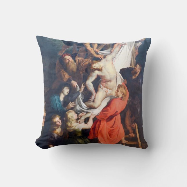 The Descent from the Cross, Rubens Throw Pillow (Front)
