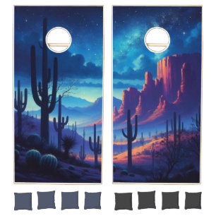 The Desert at night southwestern Cornhole Set