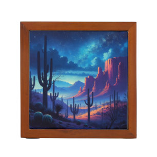The Desert at night southwestern  Desk Organizer