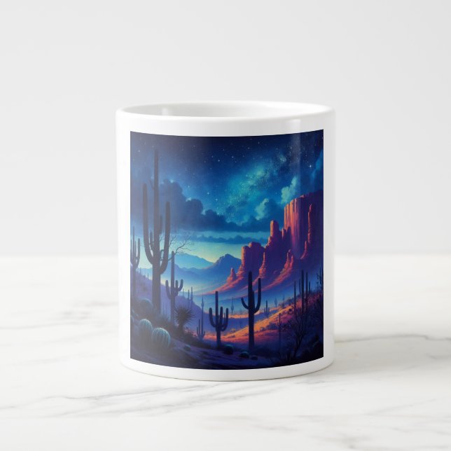 The Desert at night southwestern  Giant Coffee Mug (Front)