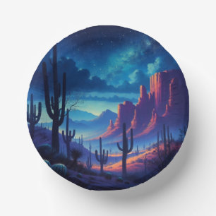 The Desert at night southwestern Paper Bowls