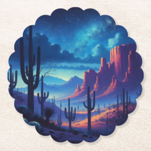 The Desert at night southwestern Paper Coaster