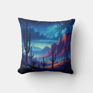 The Desert at night southwestern Throw Pillow