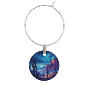 The Desert at night southwestern Wine Charm
