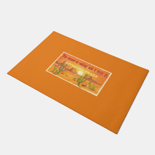 The desert is calling sunset landscape customised doormat (Angled)