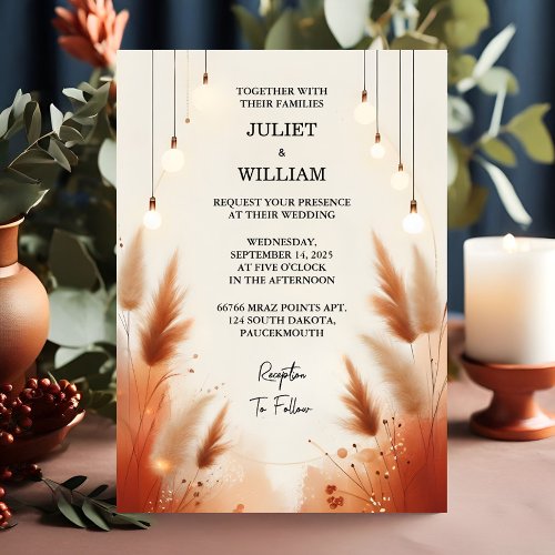 The Desert Rustic Boho Autumn Ombre Brown Wedding Invitation