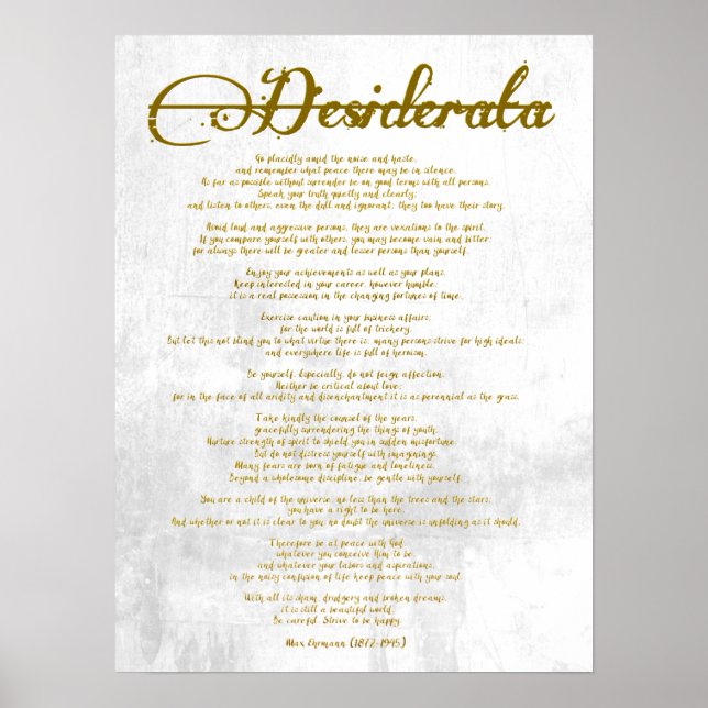 The Desiderata "Desired Things" Poster (Front)