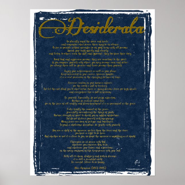 The Desiderata "Desired Things" Poster (Front)