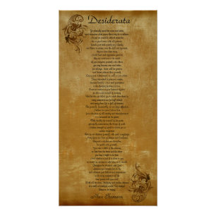 The Desiderata parchment look background scroll Poster