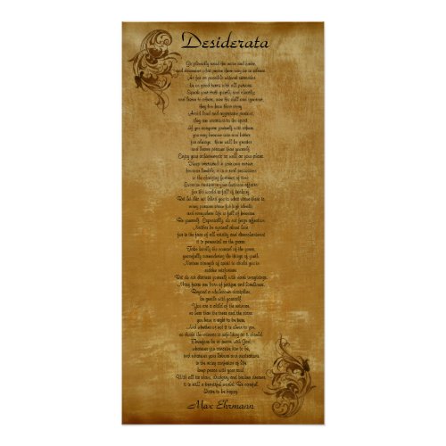 The Desiderata  parchment look background scroll Poster