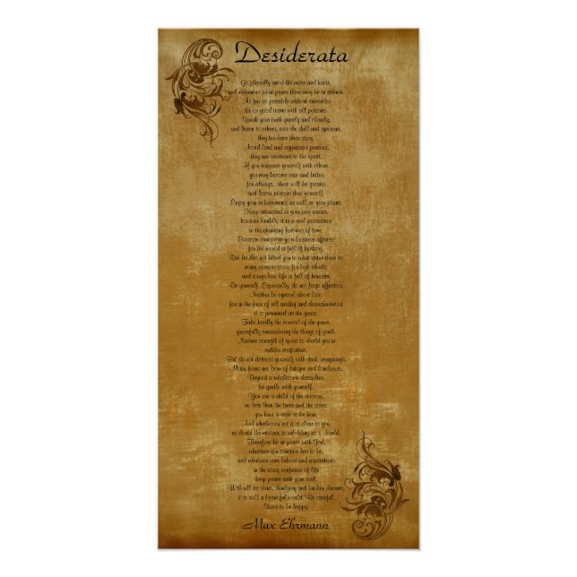 The Desiderata  parchment look background scroll Poster (Front)