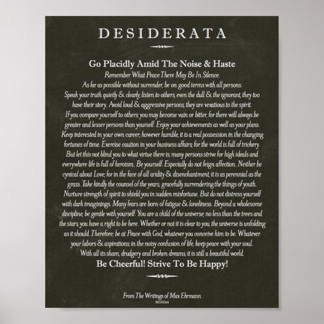 The Desiderata Poem by Max Ehrmann Chalk Art Poster (Front)