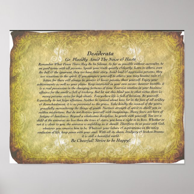 The Desiderata Poem by Max Ehrmann Poster (Front)