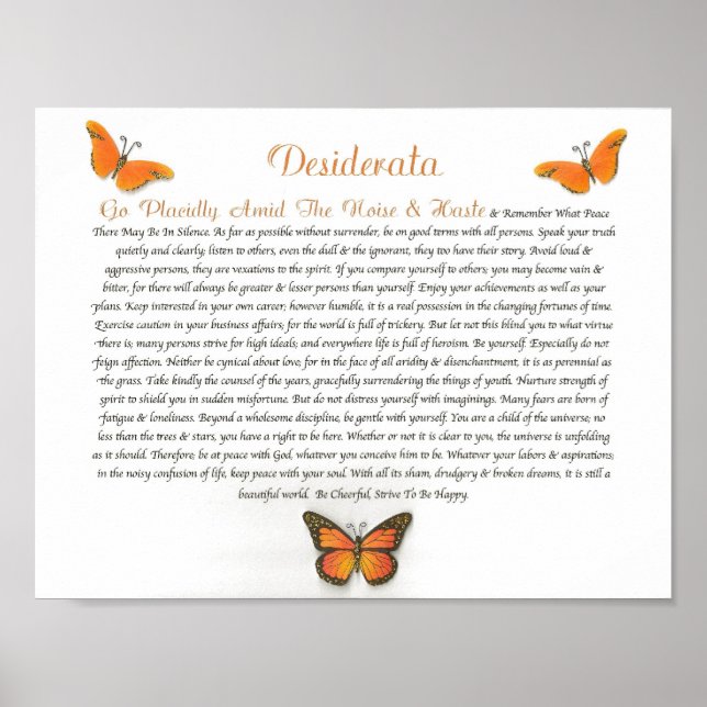 The Desiderata Poem by Max Ehrmann Poster (Front)