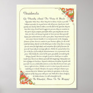 The Desiderata Poem by Max Ehrmann Poster