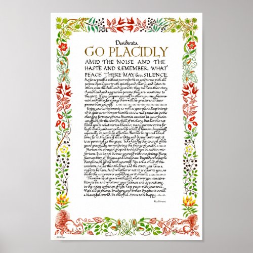 The Desiderata Poem by Max Ehrmann Wildflowers Poster