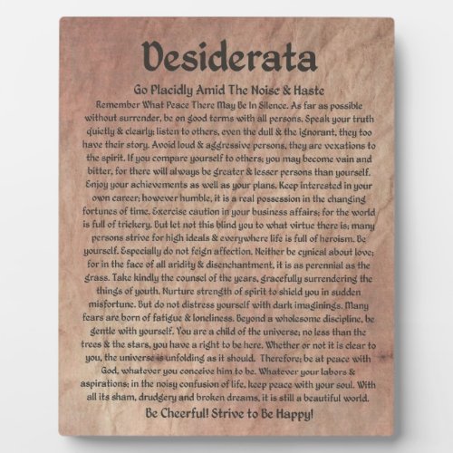 The Desiderata Poem on The Red Planet Stone Plaque