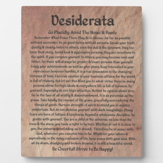 The Desiderata Poem on The Red Planet Stone Plaque (Front)