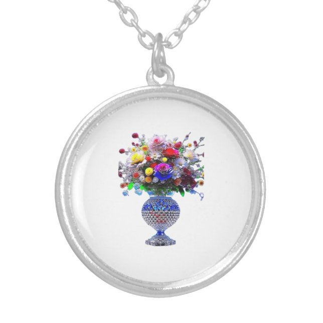 the design for the image of flowers 🌸🌺🌻🌹🌷 silver plated necklace (Front)