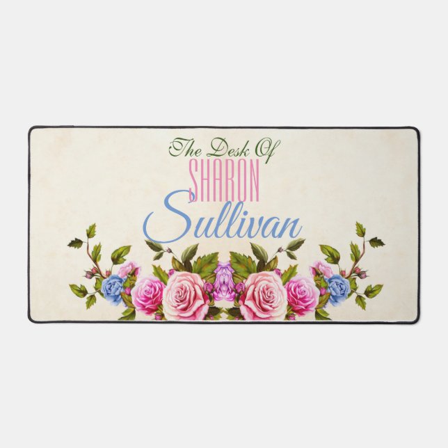 The Desk Of, Roses *personalize* Mat (Front)