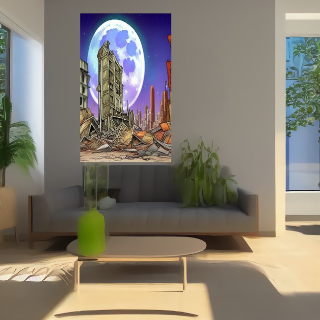 The destroyed city | AI Art  Poster (Creator Uploaded)